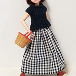 ギンガムチェックスカート.ドール洋服(22センチドールの洋服)