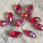 20個 6mm×12mm カットドロップ ビーズ レッド