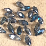20個 6mm×12mm カットドロップ ビーズ ダークブルー