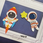 2枚入宇宙　シリーズ　宇宙船　宇宙士　刺繍アイロンワッペンシールタイプ