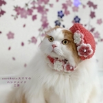 🌸春色お花のベレー帽&チョーカーセット🌸　レッド🍀