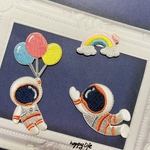 3枚入宇宙　シリーズ　宇宙船　宇宙士　刺繍アイロンワッペンシールタイプ