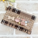 再販！ラスト1点！　コインポーチ　チェック柄　ラミネート シャカシャカ カードケース シャカシャカポーチ　女の子