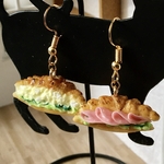 ミニチュア ハムと玉子のクロワッサンサンドのピアス or ストラップ