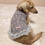 ★犬服★プティラパン柄　柔らかフリルニット