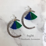 ミニタッセル×月　イヤリング/ピアス