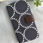 ミナペルホネン＊ネイビー　タンバリン＊iPhoneケース手帳型