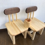 n5様専用ページ ２脚セット   木のぬくもり 子ども椅子+肉球風 ペン立て (米松) 