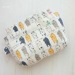 猫好きさんのための♡ねこ柄 ばねポーチ【洗濯ねこ生成り】
