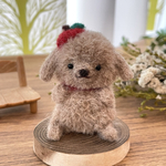 【小さなお人形】もふもふ赤りんごわんこ［毛糸、羊毛フェルト］
