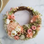 Jolie botanique＜garden vanilla pink＞＊ハーフムーンリース＊プリザーブドフラワー＊お花＊ギフト＊結婚祝い＊新築祝い＊お誕生日祝い＊母の日