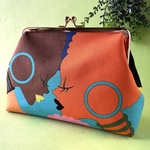 カラフルアフロガール柄 がま口ポーチ 化粧ポーチ プチギフト USAコットン