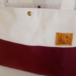 エンジ・ベーシック☆たっぷりトートバッグ☆帆布＆本革タグ