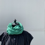 SALE☆セール☆グリーンのリネンストール【幅約50㎝×長さ約200㎝】フリンジ含む