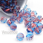 バイカラーフラワーボールビーズ 7.5mm【Blue×Red】12個