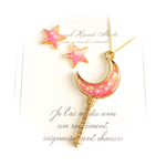 月のネックレスと星のピアス＆イヤリングセット