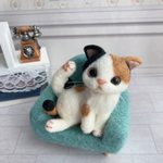 ★ヨガねこ★三毛猫 羊毛フェルト てのひらサイズ　ちび猫