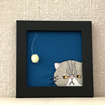 《エキゾチックショートヘア風 (グレートラ猫)》手刺繍  ミニ額