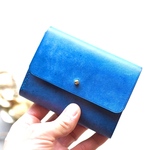 コンパクト財布(プエブロレザー、コバルトブルー)