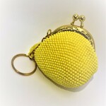 【ミニ がま口財布】 小銭入れ　黄色　オレンジ　手作り　【朝日園】