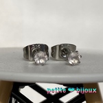 ローズクォーツ 3mm サージカルステンレス製 ピアス シルバーカラー