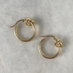 ステンレス 結び目 フープ ピアス　18k goldアレルギー対応