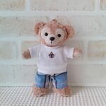 ぬいぐるみバッジ ダッフィー 白Tシャツ＆チェックパンツセット