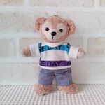 ぬいぐるみバッジ ダッフィー 英字ボーダーシャツ＆パンツセット　ぬいば