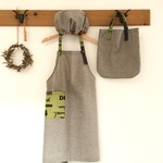 naoさまオーダー：キッズエプロンセット「 charcoal × green」