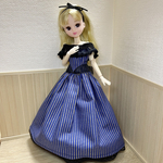 リカちゃん　オフショルドレス　ストライプ