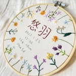 🦢お花リースの刺繍命名書🌿