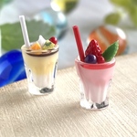 382 ＊小さな苺ムース＆カスタードプリン＊　2個セット　ミニチュア　ドリンク