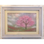 和紙ちぎり絵『春風と桜の木』葉書サイズ原画