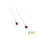 【K18】 アメリカンピアス　ルビー　ルビーピアス　ピアス　18金　K18YG
