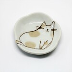 豆皿　🐱ねこ（いってらっしゃい）ベージュ　61-mz-na