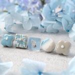【ネモフィラ】くすみ ブルー 花 美濃焼 ピアス 夏 イヤリング 