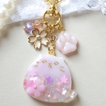 400 春色さくらねこキーホルダー レジン　桜