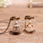【ご依頼品】ガラスドーム オカメインコのネックレス（ルチノー）