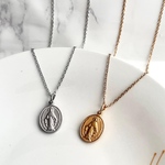 アレルギー対応！ステンレス製　ゴールド　メダイネックレス　聖母マリア　ペアネックレス