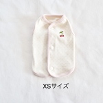 [犬服] XSサイズ 完成品 チワワ　　　　　　　　　　　ピンドット柄 パイピングベスト さくらんぼ 背中開き