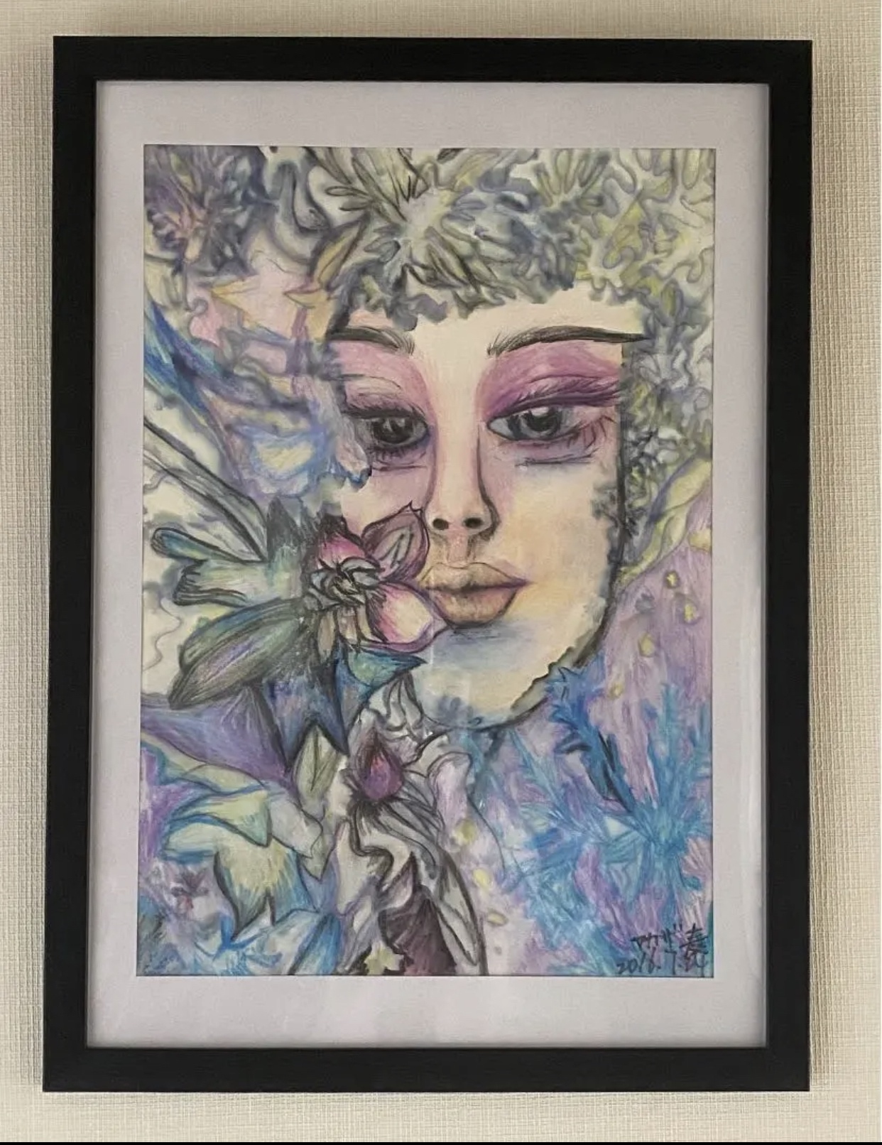 絵画。壁掛け絵原画手描き【幸せをもたらす花仙女魔法】