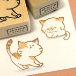 ねこ のび／顔を洗うセット・ゴム版はんこ