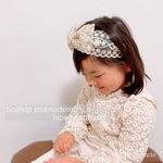 ꫛꫀꪝ 【 scallop embroidered lace headband】エンブロイダリーレース 刺繍レース レースヘアバンド バブーシュカ カチューシャ 