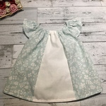 ベビー　手ぬぐいチュニック　北欧草花柄　淡ブルーグリーン