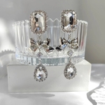 【人気♡再販】シルバーガラスクリスタルリボンピアス♡ イヤリング