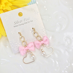 【SALE】　ハート×リボン　ピアス　☆イヤリング可