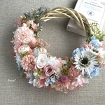  * Carnation × Rose II * wreath * ギフト　リース　　プリザーブドフラワー　　