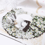 ラスト♡ケープ首輪🌼スカラップ刺繍レース🌼マーガレットガーデンブラック🌼フラワーシフォンリボン