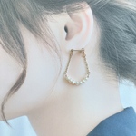 淡水パール・ラピスラズリ・マラカイトのブランコピアス