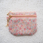 LIBERTY　アシュテッド　ダウンシャーヒル　Ashtead(Downshire Hill)　ビニコのwファスナー・中布・仕切りポケット付き　miniまるポーチ◆　コインケース・小物入れに♪